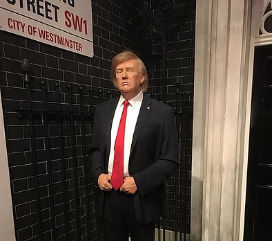 Photograph of wax sculpture of Donald Trump